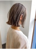 切りっぱなしボブレイヤーボブミルクティーベージュ20代30代
