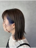 #切りっぱなしボブ#インナーカラー#インナーブルー