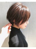 横顔美人ショートボブ×シアブラウン