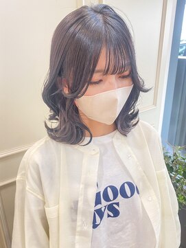 ヴィーヴォ 天六店(VIVO) 【VIVO】フェザーバング 小顔ヘア ラベンダーグレージュボブヘア