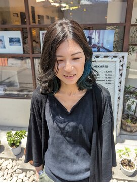 ヒカリス 東三国(HIKARIS) 笑顔溢れるインナーカラー/ブルー/巻き髪