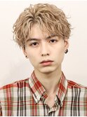 波巻きパーマメンズツイストスパイラルツーブロックハイトーン