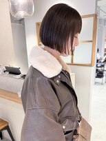 ラミエ バイ メルト 吉祥寺(lamie by melt)&nbsp;"久保田"ミニボブグレーベージュ薄めバング縮毛矯正ストレート