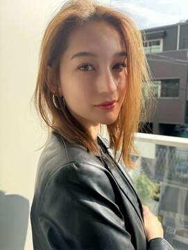 ミンクス 原宿店(MINX) 【MINX】くびれヘアアプリコットオレンジハイライトカラー表参道