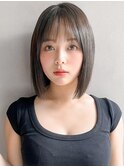 小顔薄めバング艶感オリーブグレークラゲヘアー#534f1111