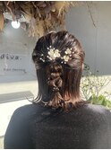 ボブ ハーフアップ下ろしヘアアレンジ