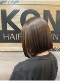 切りっぱなしボブ/ココアベージュ