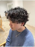 シャドウパーマ 波巻きパーマ センターパート