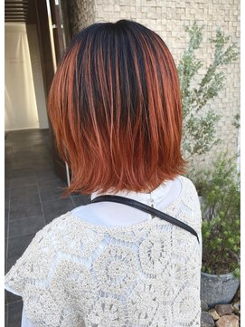 サニー サイド(Sunny Side) オレンジバレイヤージュボブ♪