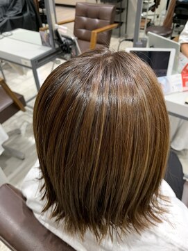 ヘアー ミッション 心斎橋店(hair Mission) ハイライトあり白髪カバーシナモンベージュ
