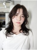 ミディアムロング顔周りレイヤーおくれ毛前髪万代新潟