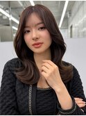 透明感カラー オリーブグレージュくびれヘア【肥田亜沙美】