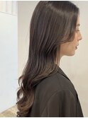 成人式ハイライトカラーマッシュショートロングヘアグレージュ