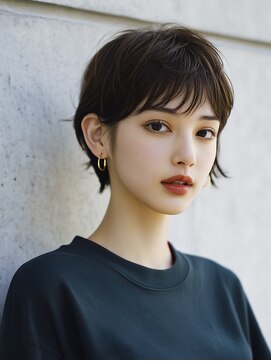 前髪顔まわりカット/外ハネボブ/丸みボブ/ショートボブ