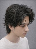 ルーズパーマセンターパート