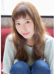 大人かわいいふんわり無造作ウェーブ×眉上バング　20代30代☆