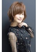 大人ショートボブ×ボブウルフ×マロンベージュ 大人ヘルシーr1