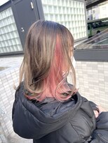 アンジェリカラボ 梅田店(ANGELICA LABO)&nbsp;インナーホワイトピンクミディアムレイヤー【川又】