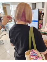 ヘアアンドデイスパ アグー(hair&dayspa AGU)&nbsp;【横須賀中央 AGU】ツートーンカラー ベージュ ピンク ボブ