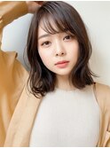 20代30代大人可愛い髪質改善小顔艶感ミディミルクティーベージュ