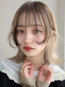 レヴ 草加店(LEV.) ブルーブラック艶髪イメチェンワイドバング外ハネ