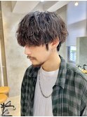 大分メンズツーブロックマッシュ縦落ちツイストスパイラルパーマ