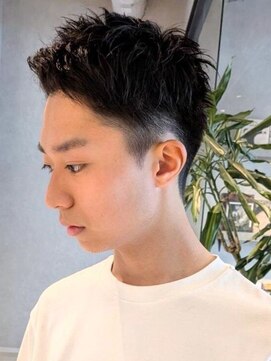 メンズサロン ブロック(Men's Salon bloc) 黒髪ショート 爽やか アップバング スパイキーショート20代30代
