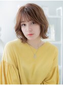 ゆるふわミディアム/ニュアンスボブ/ミルクティーベージュ/20代g