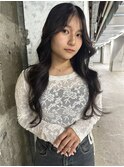 ロングのアッシュオリーブカラー◎