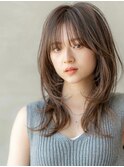 前髪あり/顔周りレイヤー/アッシュブラウン