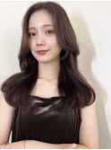 ナチュラル ブラウン 内巻きくびれ巻き レイヤー