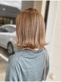 20代30代ダブルカラーシアーピンクミディアムウルフ外ハネ