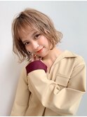 ボブショートボブ縮毛矯正ベージュグレージュ門前仲町
