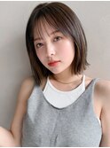 アプリコットオレンジイヤリングカラー外ハネボブくびれヘアa
