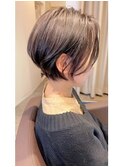 大人女子♪美シルエット耳かけショートボブ/40代/白髪染め