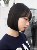 前下がり切りぱなしストレートボブ/髪質改善