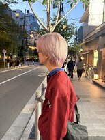 ビビディ バビディ ブー 河原町三条店(Bibbidi.bobbidi.boo)&nbsp;センターパート/ハイトーンカラー/ホワイトピンク/メンズカット