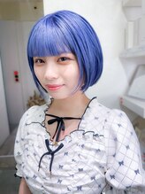 ボックスミコ(Box mico.)&nbsp;軽めボブに退色が綺麗なブルーで色白デザイン☆
