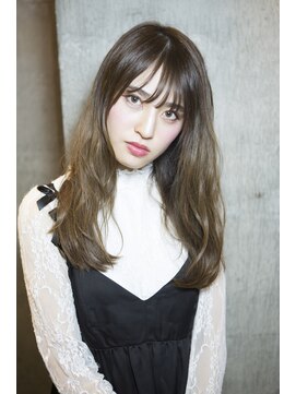 サロンドミルク 原宿(salon de MiLK) 【salon de MiLK 原宿】くせ毛風カール×斜めバング×ハニーヘア