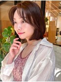 ボブ/レイヤーカット/暗めカラー/縮毛矯正/韓国風