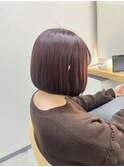 内巻きボブ×ラベンダーピンク