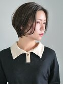 くびれショート・ボブ/丸顔/前髪あり/絶壁解消/40代/30代/長め