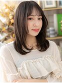 ★くすみベージュ姫カットレイヤー抜け感ミディアム20代30代★1