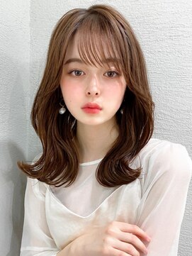 ラルユー 金山(LallYou) ミニウルフ前髪パーマ韓国くびれミディアムチェリーブラウン