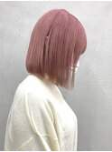 【GEEKS渋谷】伸ばしかけボブ/初ブリーチ/ピンクベージュ/透明感