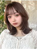 ミディアムウルフレイヤーカット/20代30代40代/顔周りカット