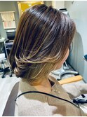 レイヤーカット×ポイントカラー
