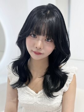 ヨロ 上野(YOLO) ハイライトカラーミルクティーベージュ海外レイヤーカット