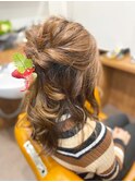 波巻きハーフアップ