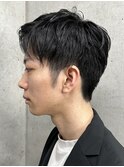 メンズ/アップバング/ツーブロックマッシュ/束感ショート波巻き
